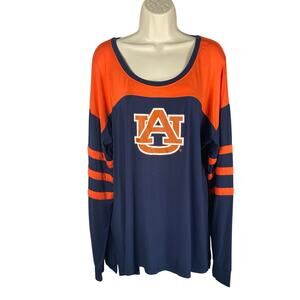 Piko Auburn University T-shirt Womens XL Navy Orange Bamboo Long‎ Sleeve Tigers